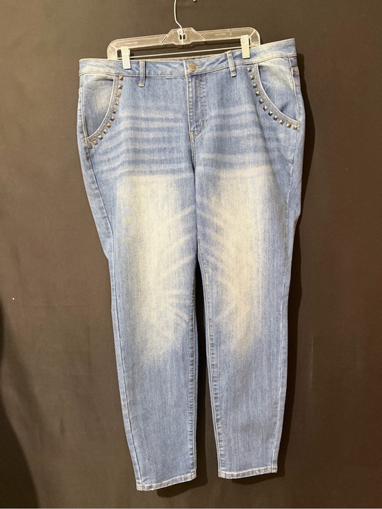 Ashley Stewart Denim - Ashley Stewart Light Blue Straight Leg Jeans with Studded Pockets